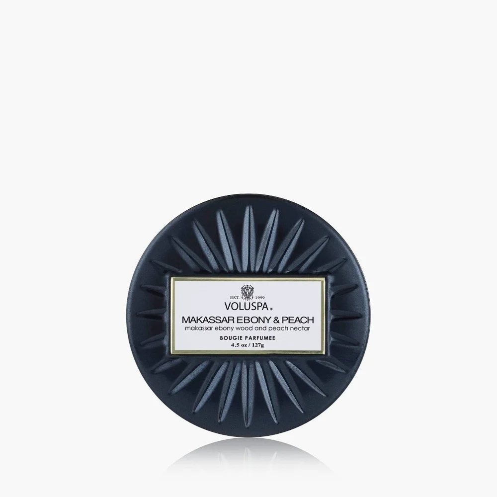 Voluspa Makassar Ebony & Peach Mini Tin Candle